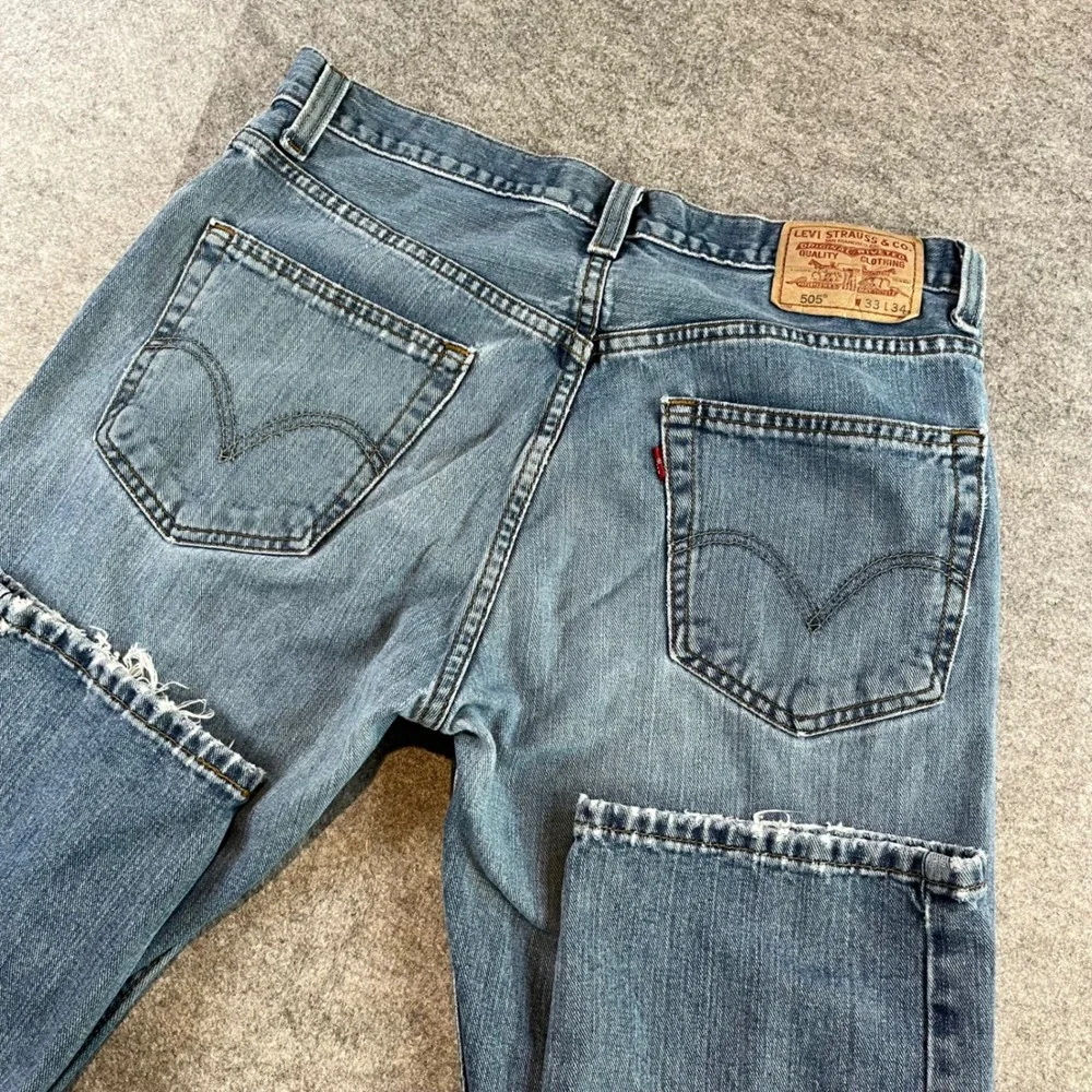 Levi's Mens 505 Regular Fit Blue Denim Jeans 33x34 Straight Leg Workwear Casual